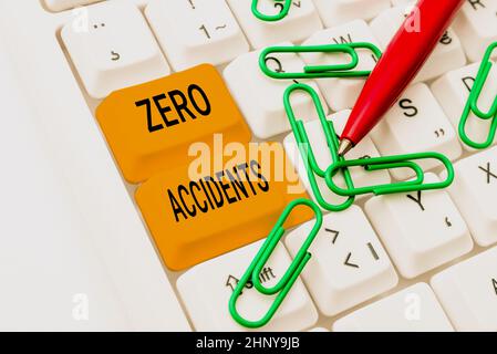 Handwriting text Zero Accidents, Word Written on important strategy for preventing workplace accidents Writing Interesting Online Topics, Typing Offic Stock Photo