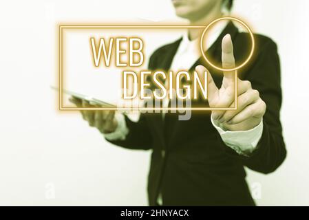 Conceptual display Web Design, Word Written on Website development Designing and process of creating websites Presenting New Technology Ideas Discussi Stock Photo