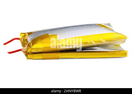 swollen double Li-ion battery pack isolated on white background Stock Photo