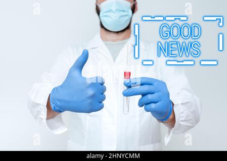 Conceptual display Good News, Word for Someone or something positive Encouraging uplifting or desirable Doctor Explaining Laboratory Test Result, Nurs Stock Photo