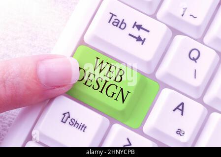 Conceptual caption Web Design, Internet Concept Website development Designing and process of creating websites Abstract Recording List Of Online Shop Stock Photo