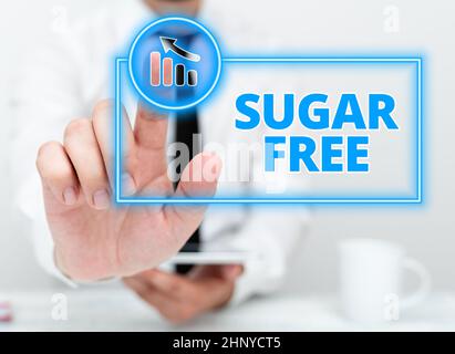 Text caption presenting Sugar Free, Conceptual photo containing an artificial sweetening substance instead of sugar Presenting Communication Technolog Stock Photo