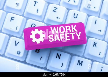 Handwriting text Work Safety, Business showcase policies and procedures in place to ensure health of employees Typing Difficult Program Codes, Writing Stock Photo