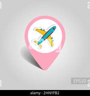 Aircraft vector pin map icon. Travel Map pointer. Summer Map markers ...