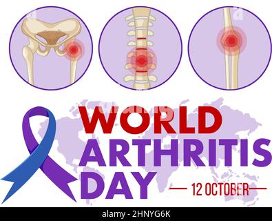 World Arthritis Day banner with purple ribbon illustration Stock Vector