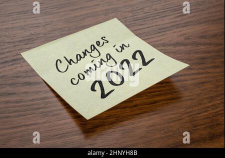 Sticky note with the text Changes coming in 2022 Stock Photo