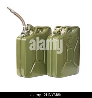 Two jerrycans isolated on white Stock Photo