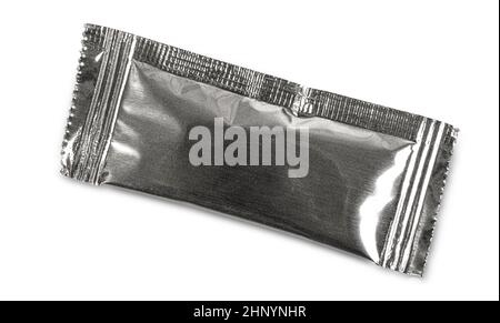 The  aluminum foil bag package isolated on white background Stock Photo
