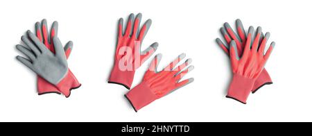 Textile work gloves with rubber isolated on white background. Stock Photo