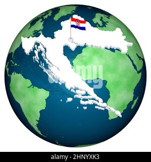 3D illustration. Profile, borders and flag of the nation, with the world the background. Stock Photo