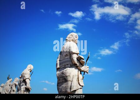 Apostles statues on the roof of St Peter's Basilica in Vatican city, Rome, Italy. Stock Photo