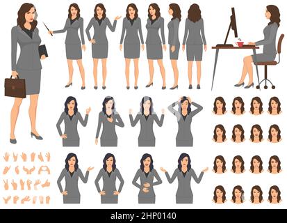 Business Woman Different Poses Front Side Stock Vector (Royalty Free)  2220497587 | Shutterstock