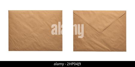 Recycled craft paper envelope isolated white background Stock Photo
