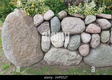 Friesenwall, Friezes wall, consists of stacked boulders from the Ice Age. Stock Photo