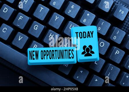 Handwriting text New Opportunities, Word Written on exchange views condition favorable for attainment goal Typing Engineering Lessons And Lectures, Fi Stock Photo