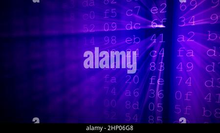 Colorful digital data digits and streaming source code background with ...
