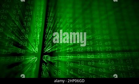Colorful digital data digits and streaming source code background with ...