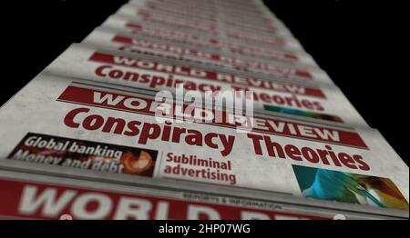 Conspiracy Theories, Disinformation And Secret Theory. Newspaper Print ...