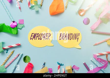 Conceptual display Employer Branding, Concept meaning promoting company employer choice to desired target group Colorful Party Collections Flashy Cele Stock Photo