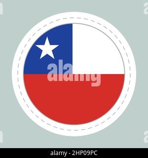 Sticker ball with flag of Chile. Round sphere, template icon. Chilean national symbol. Glossy realistic ball, 3D abstract vector illustration. Big Stock Vector