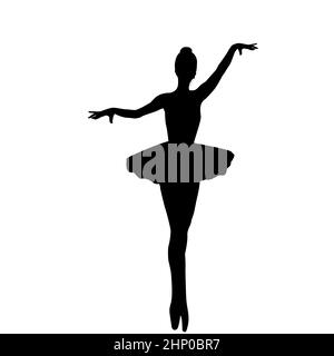 Silhouette of ballerina isolated on white background Stock Photo