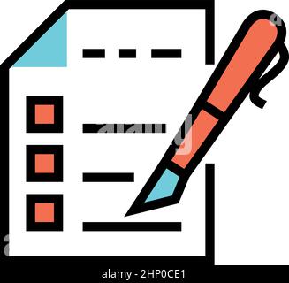 School test icon. Survey checklist form with pen. Study exam Stock Vector