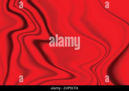 Silk red background. Abstract vector pattern with copy space. Liquid wave texture, smooth drapery wallpaper. Wedding fabric, satin. Wavy design for Stock Vector