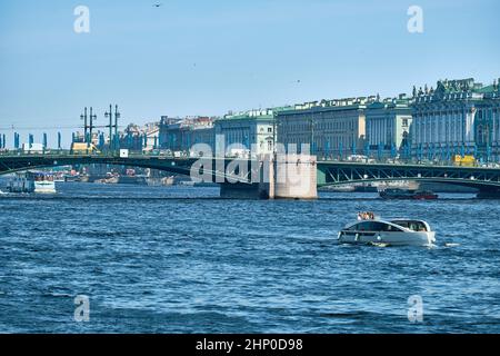 Saint-Petersburg, Russia - Jun 07, 2021: Bolshaya Neva Embankment Stock Photo