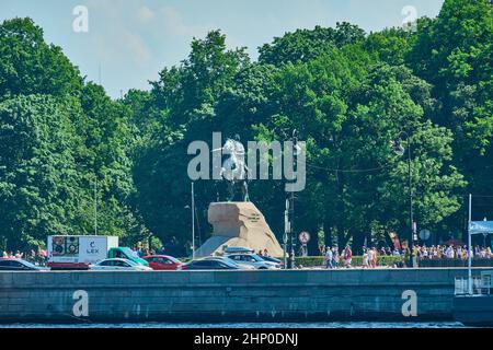 Saint-Petersburg, Russia - Jun 07, 2021: Bolshaya Neva Embankment Stock Photo