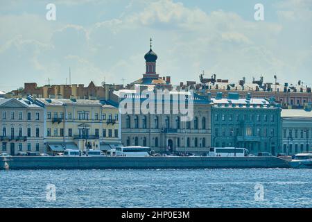 Saint-Petersburg, Russia - Jun 07, 2021: Bolshaya Neva Embankment Stock Photo