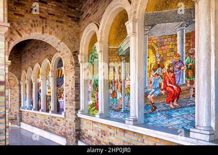 Mosaics on the exterior of the Sanctuary Madonna of the Splendor in Giulianova, Italy Stock Photo