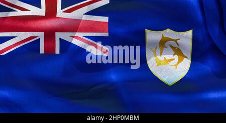 Anguilla flag - realistic waving fabric flag Stock Photo