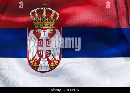 Serbia flag - realistic waving fabric flag Stock Photo