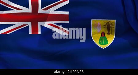 3D-Illustration of a Caicos Islands flag - realistic waving fabric flag. Stock Photo