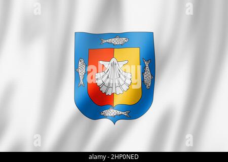 Baja California Sur state flag, Mexico waving banner collection. 3D illustration Stock Photo