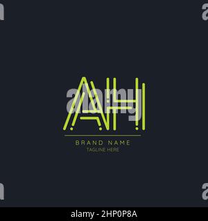 Minimal Initial Alphabet letter Logo icon AH Stock Vector