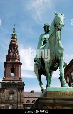 Statue of King Christian the 9th Copenhagen Denmark Inside the Danish Parliament Christiansborg palace Stock Photo