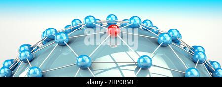 Partner and teamwork business concept with ball structure and mesh or net.3d illustration. Networking and internet concept. Stock Photo