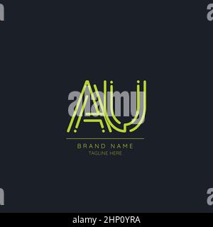 Minimal Initial Alphabet letter Logo icon AU Stock Vector