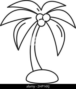 Palm line icon. Tropical island tree with coconuts Stock Vector