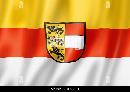 Carinthia Land flag, Austria waving banner collection. 3D illustration Stock Photo
