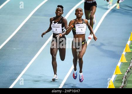 Lievin, France, France. 17th Feb, 2022. Halimah NAKAAYI of Uganda and Natoya GOULE of Jamaica during the World Athletics Indoor Tour, Meeting Hauts-de-France Pas-de-Calais at Arena Stade Couvert on February 17, 2022 in Lievin, France. (Credit Image: © Matthieu Mirville/ZUMA Press Wire) Stock Photo