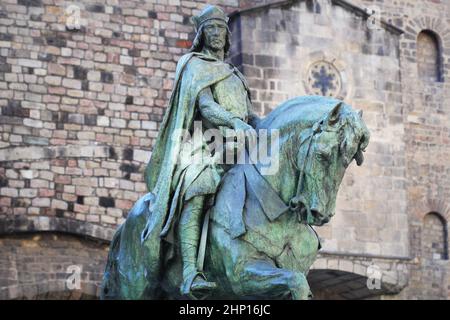 Statue of Count Ramon Berenguer IV in Barcelona, Spain Stock Photo