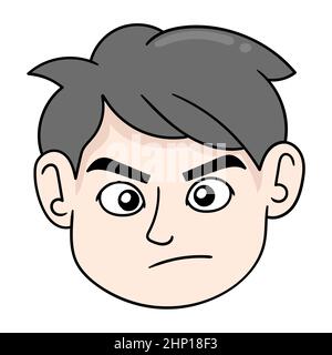 boy head is looking angry Stock Vector