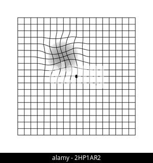 Amsler eye scotoma test grid. Vector printable chart retina examination. Grid with dot in centre. Vision control. Eye check amsler grid test Stock Vector