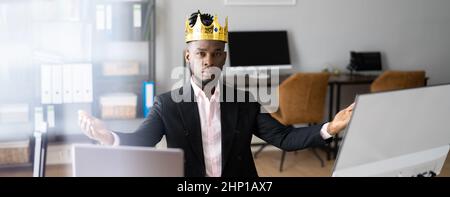 African American Business Man Director CEO In Crown Stock Photo