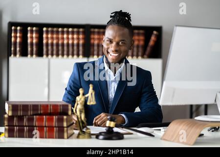 Young African American Attorney Lawyer In Office Stock Photo