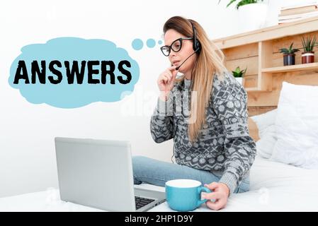 Handwriting text Answers, Business overview Reactions responses to questions statements or situations Choices Entrepreneur Checking And Reading Emails Stock Photo