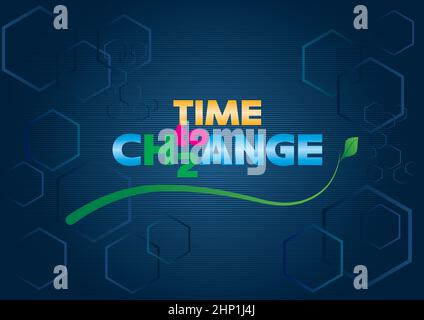 Time to Change - transition to green Hydrogen energy. The modern graphic design visualizes the necessary transition to Green energy by using Hydrogen. Stock Vector