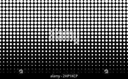 Retro halftone gradient from dots. Monochrome white and black halftone background with circles. Vector illustration Stock Vector